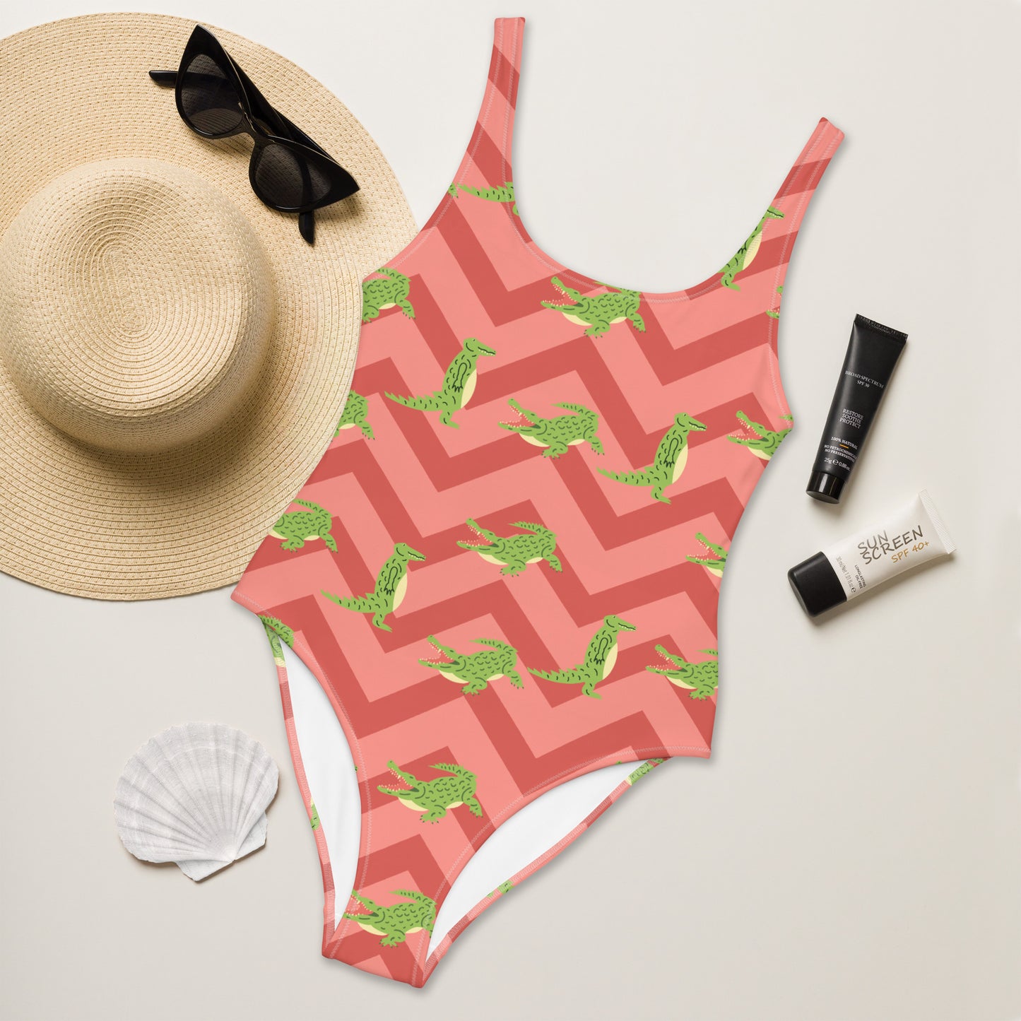 Pink Croc - One-Piece Swimsuit