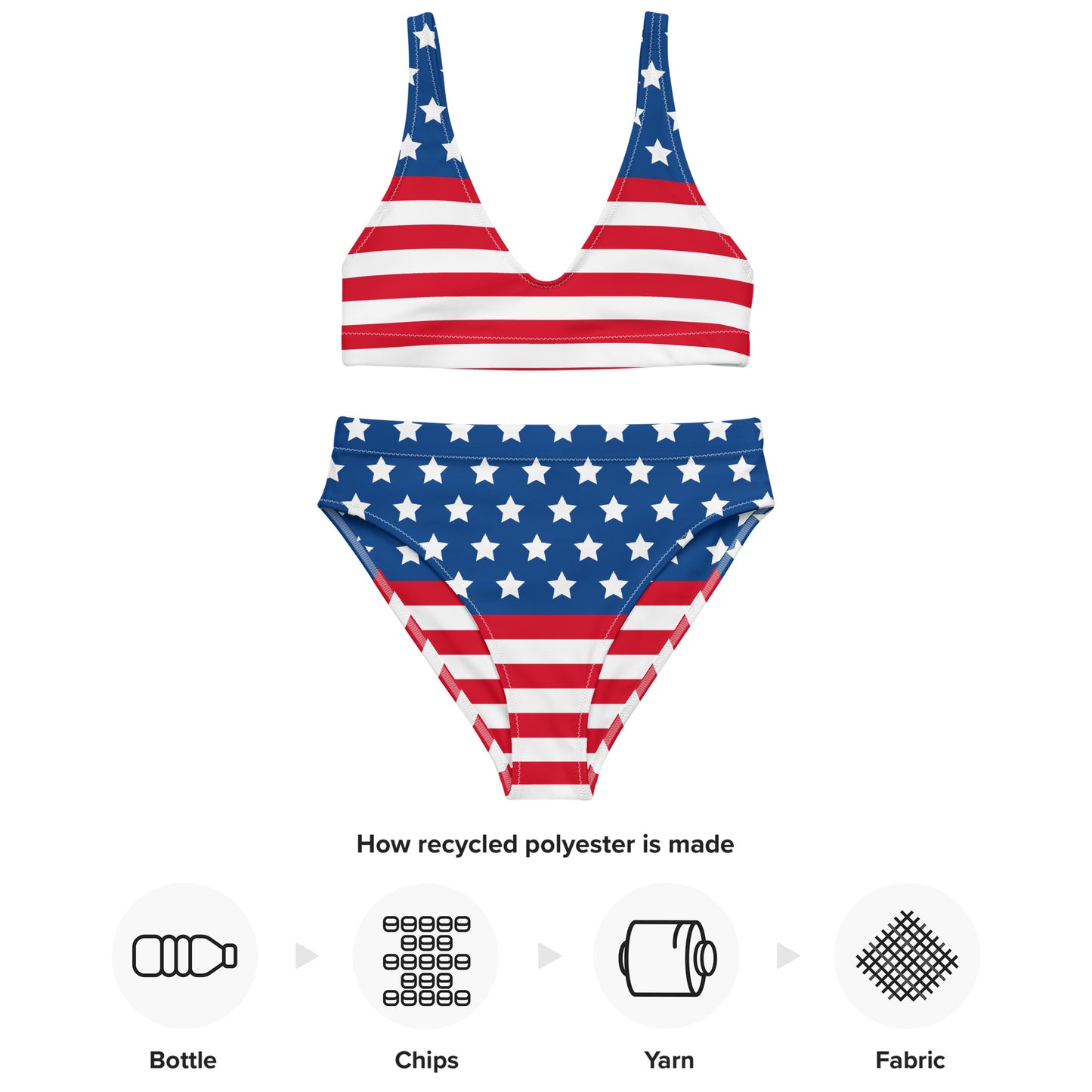 Stars and stripes - Recycled high-waisted bikini